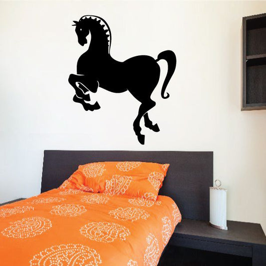Prancing Roman horse wall decal, black silhouette