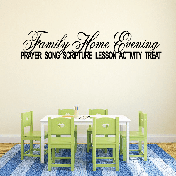 Prayer song scripture wall decal: 'Family Home Evening' and 'PRAYER SONG...TREAT'