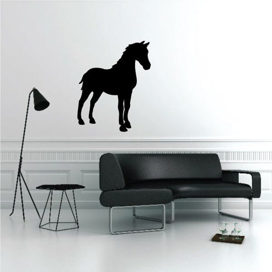 Standing horse decal with black silhouette, wall vinyl sticker