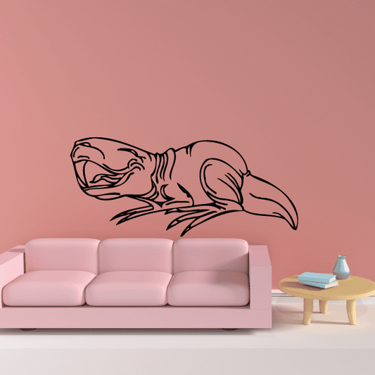 Pristerognathus Decal wall sticker with dark outline fish silhouette on wall
