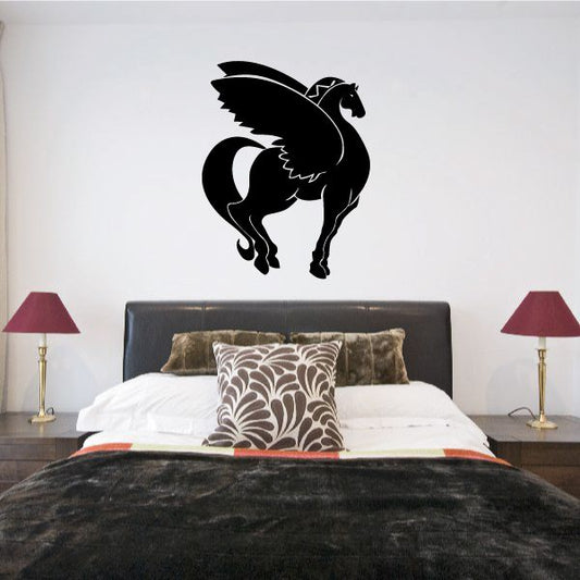 Black standing pegasus decal with proud winged silhouette