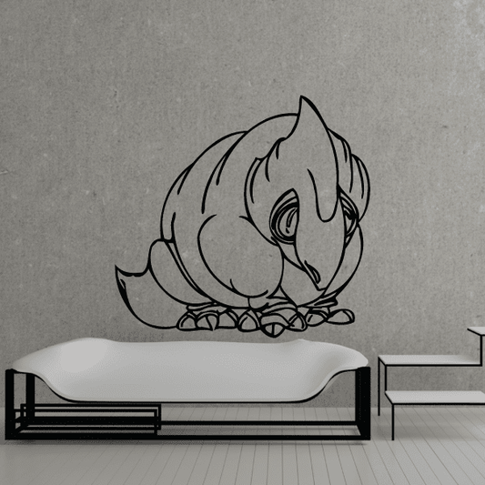 Black outline psittacosaurus decal showing a crouching dinosaur with curled tail