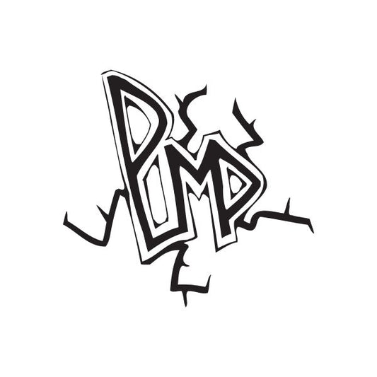 Pump graffiti decal with bold black typographic lettering design
