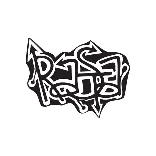 Graffiti decal in black and white with starburst tag design
