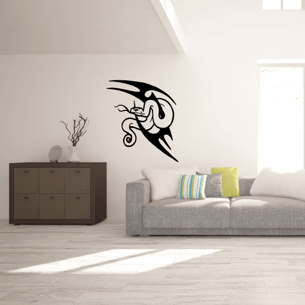 Black snake tattoo decal with tribal-style razor form