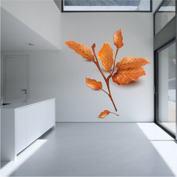 Orange autumn leaf branch wall stickers