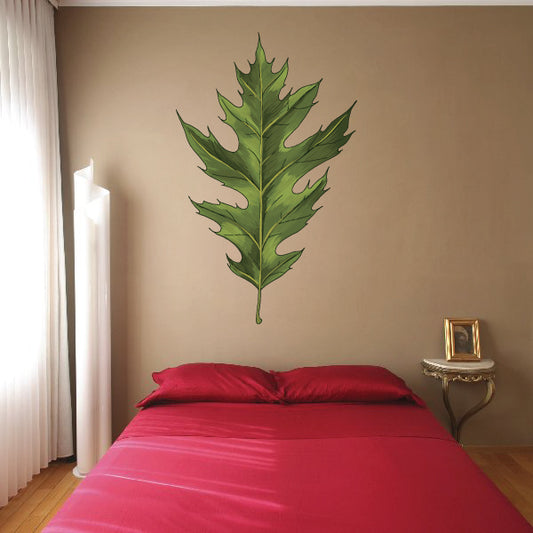 Single green maple leaf wall sticker