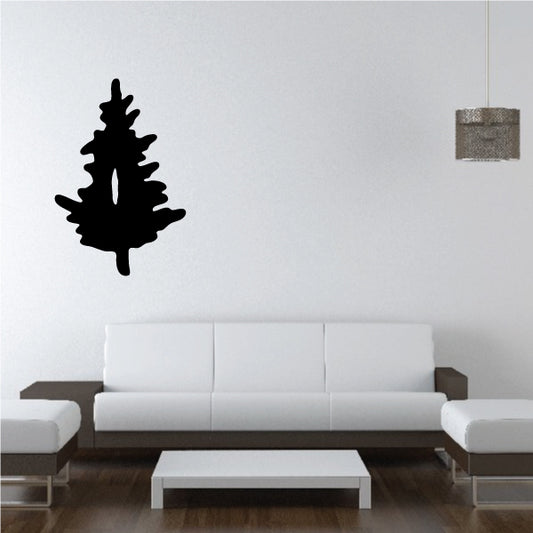 Black pine tree wall decal with layered branches and trunk