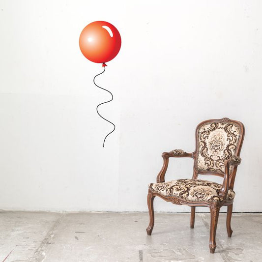 Red balloon sticker with a red balloon and curly black string