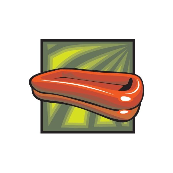 Red raft sticker with orange-red raft illustration