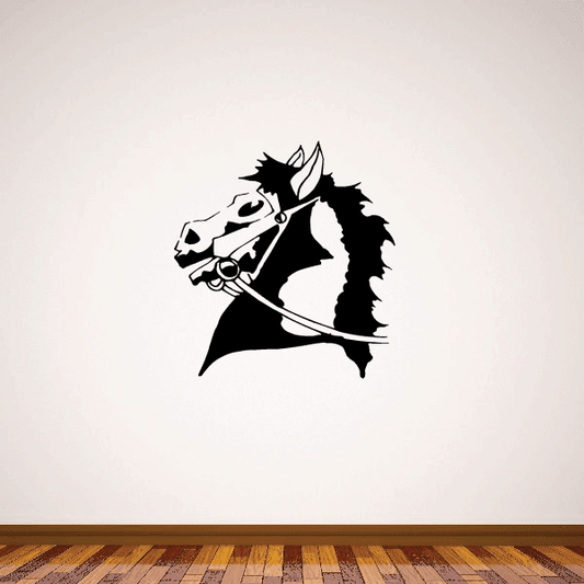 Black horse head decal with crown and medallion graphic vinyl sticker
