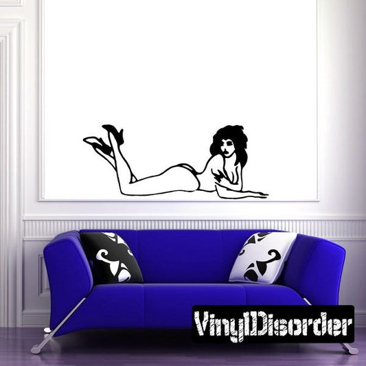 Image of Relaxing Woman in Bikini and Heels Decal