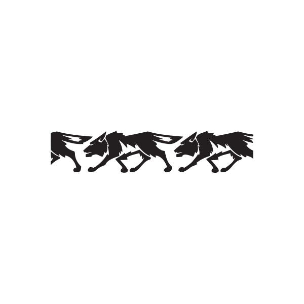 Repeating walking wolf decal with black wolf silhouette rows