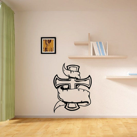 Angel wings and cross wall decal vinyl sticker