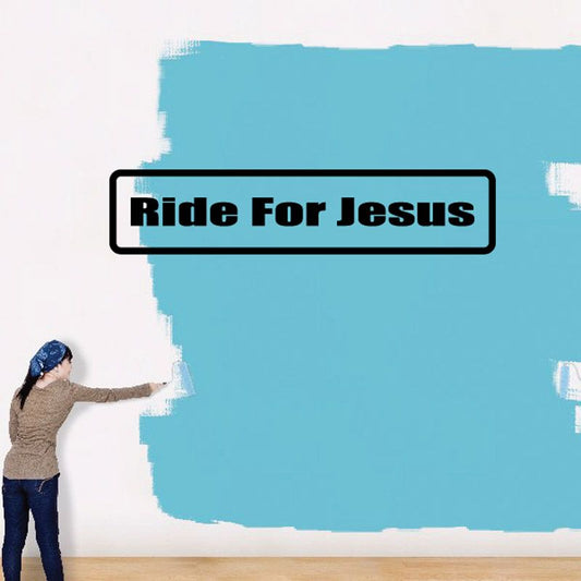 Ride for Jesus decal with black border and red Ride For Jesus lettering