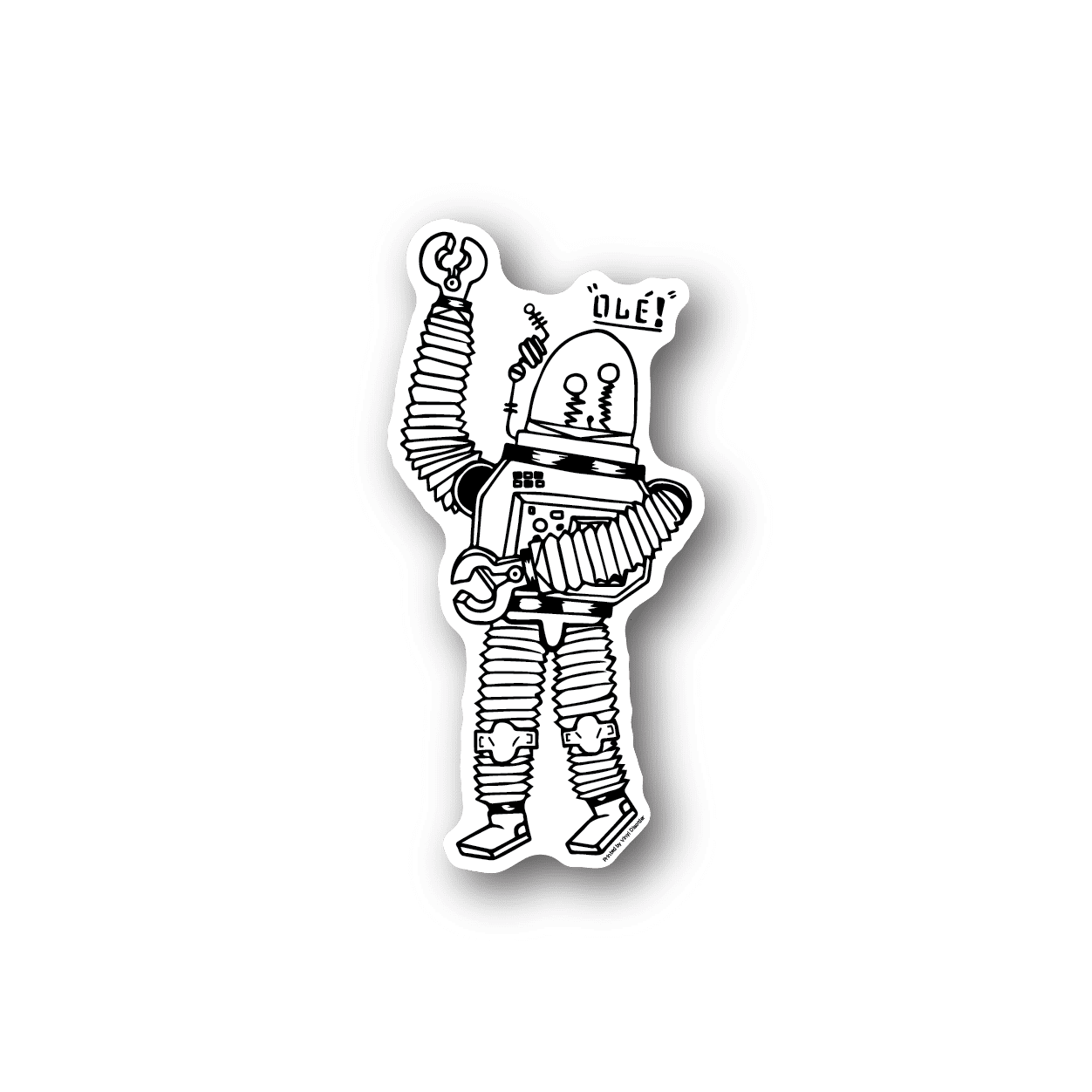 Robot Dancing Ole Vinyl Sticker weather-resistant vinyl sticker by VinylDisorder