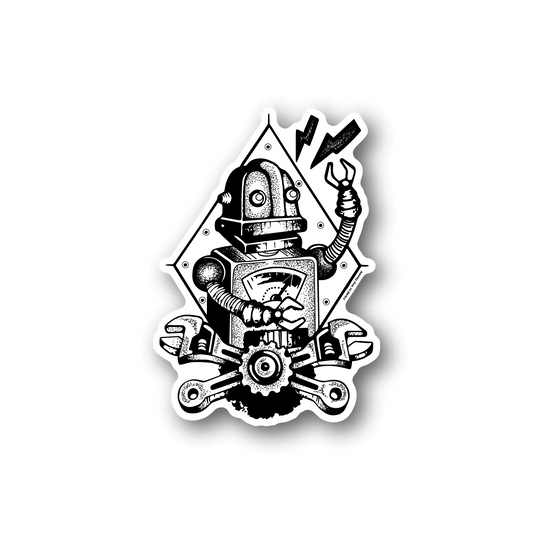 Robot Mechanic Vinyl Sticker weather-resistant vinyl sticker by VinylDisorder