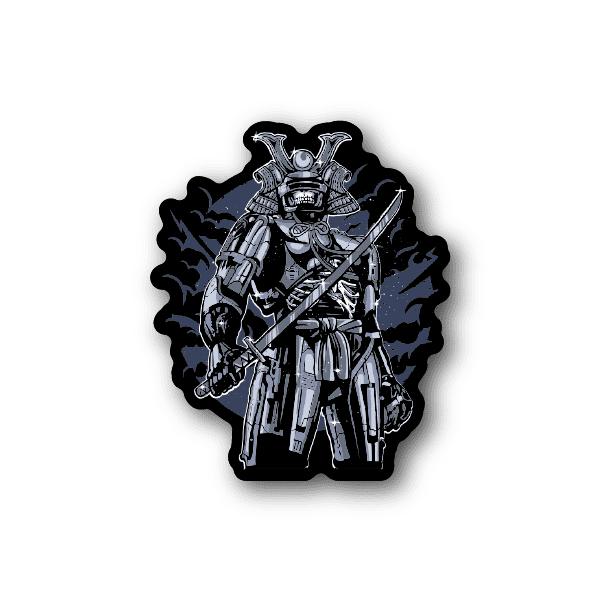 Robot Samurai Vinyl Sticker weather-resistant vinyl sticker by VinylDisorder