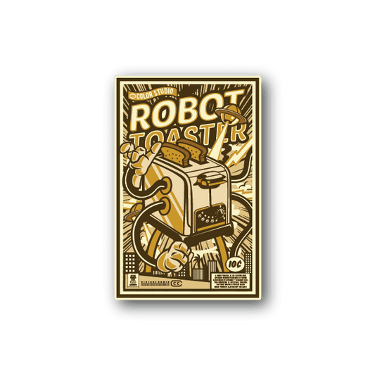 Robot Toaster Vinyl Sticker weather-resistant vinyl sticker by VinylDisorder
