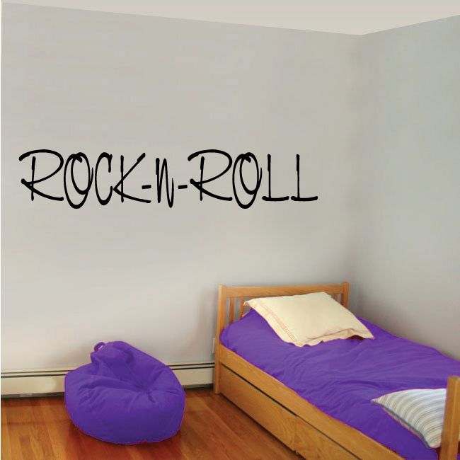 Rock and Roll decal with black hand-lettered "ROCK-N-ROLL" text