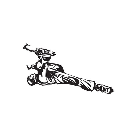 Image of Rock Climber Hanging Upside Down Under the Cliff Decal