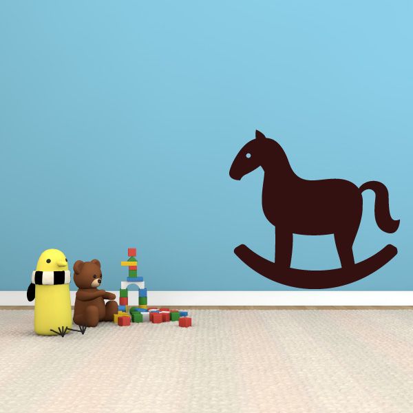 Brown rocking horse decal with curved runners and tail