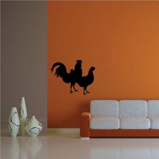 Black rooster and hen wall decal silhouettes