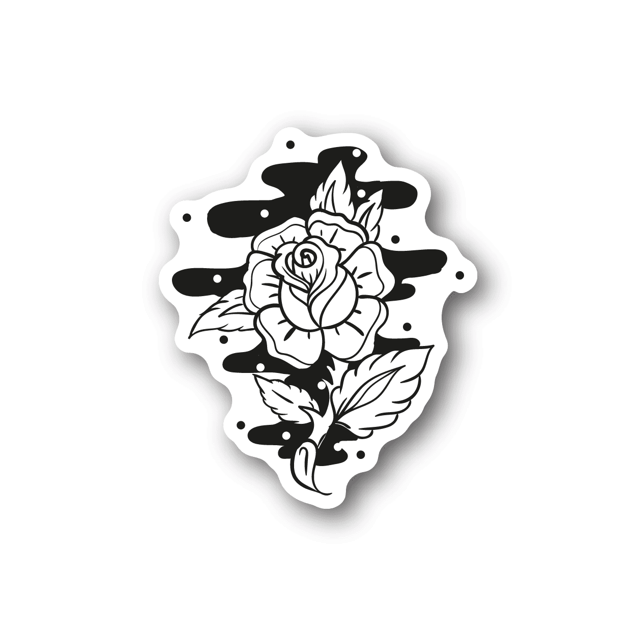 Rose flower vinyl sticker with white rose and leaves illustration