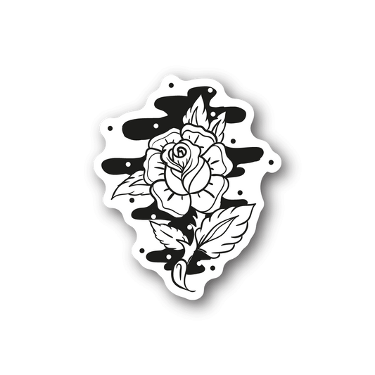 Rose flower vinyl sticker with white rose and leaves illustration