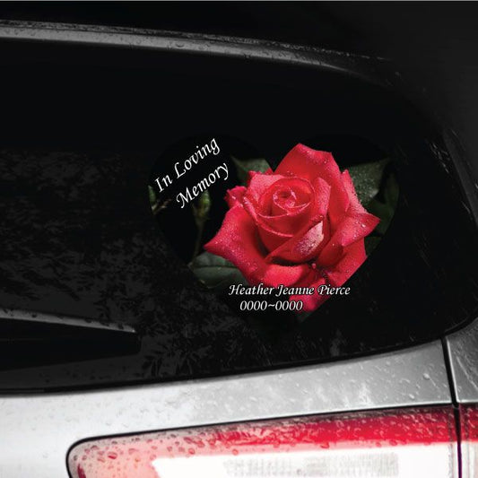 Image of Rose In Loving Memory Custom Heart Sticker