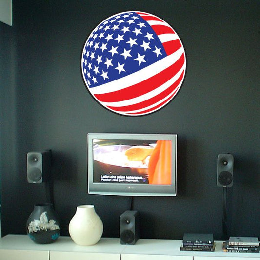 Round America flag sticker with circular design