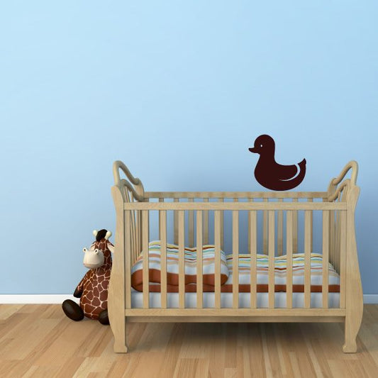 Rubber ducky wall decal, dark red-brown duck silhouette
