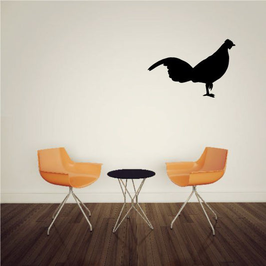 Running chicken wall decal with black silhouette, running pose