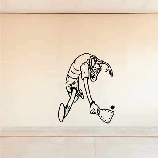Field hockey player wall decal showing a running player outline