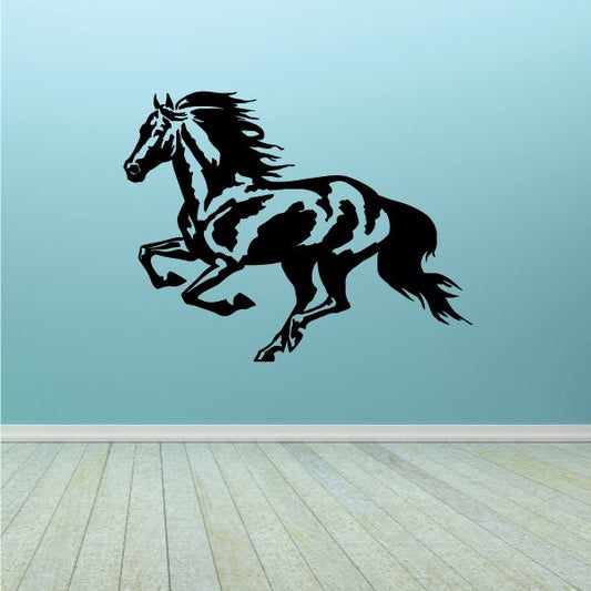 Running mustang horse decal with black silhouette