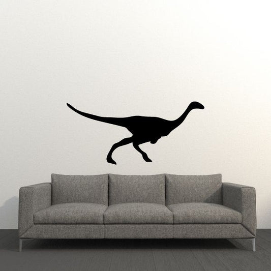 Running Ornithomimus decal with black running dinosaur silhouette