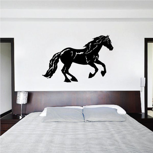 Running Poitevin horse decal, black silhouette of a running horse