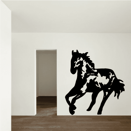 Running stallion decal, black silhouette of a running horse