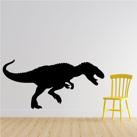 Running T-Rex wall decal with black dinosaur silhouette