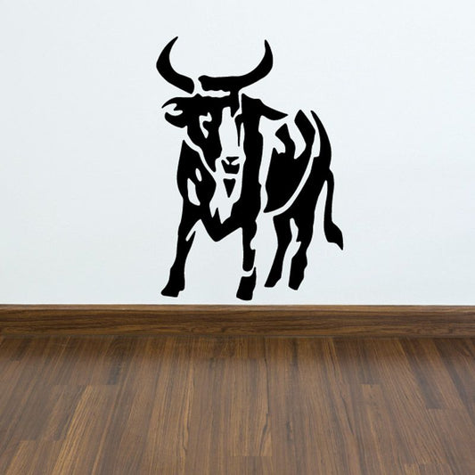 Bull decal, black stylized bull silhouette with horns