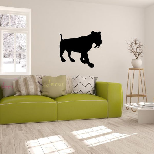 Tiger silhouette wall decal, dark black standing cat shape