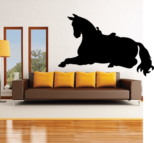 Black horse resting silhouette wall decal