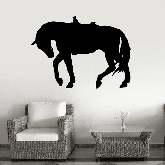 Horse slow trot decal with black silhouette