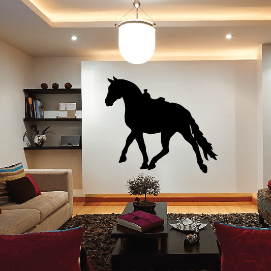 Black horse strolling wall decal silhouette