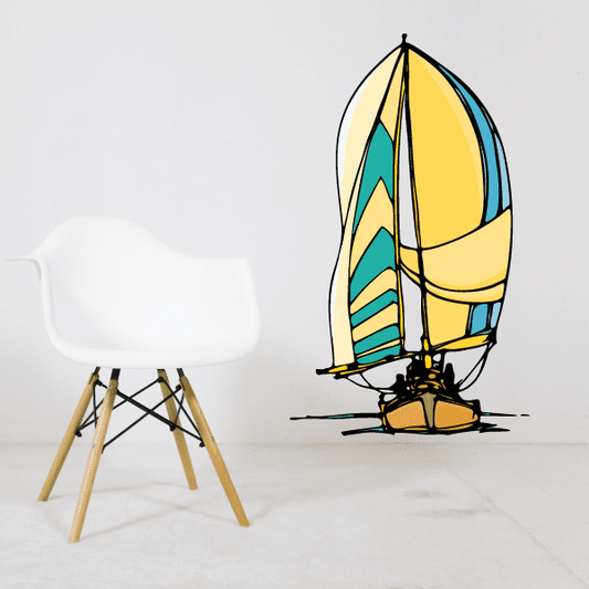 Image of Sailboat Wall Decal - Vinyl Sticker - Car Sticker - Die Cut Sticker - CDSCOLOR026