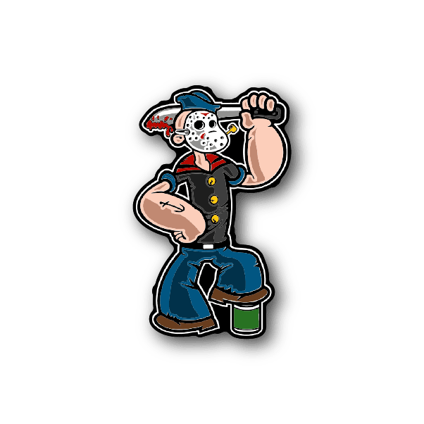 Sailor pirate vinyl sticker of cartoon pirate in blue coat raising hand