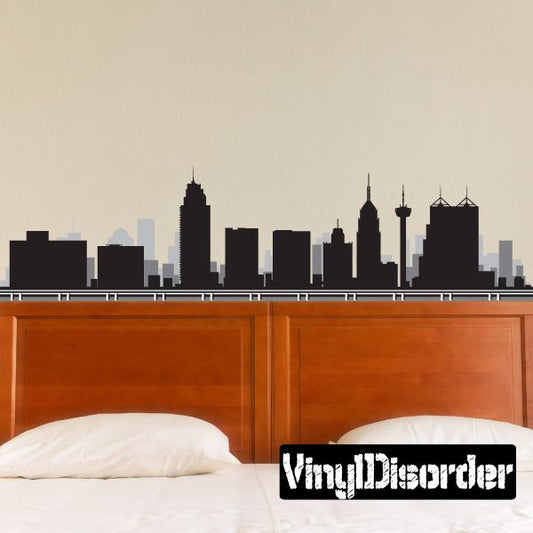 San Antonio Texas skyline wall decal, black city silhouette