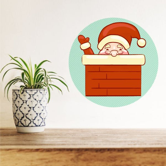 Image of Santa Peeking Out of A Chimney Wall Decal - Vinyl Sticker - Car Sticker - IDCOLOR015