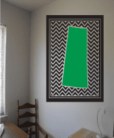 Chevron wall sticker with black-and-white zigzag border and green center panel