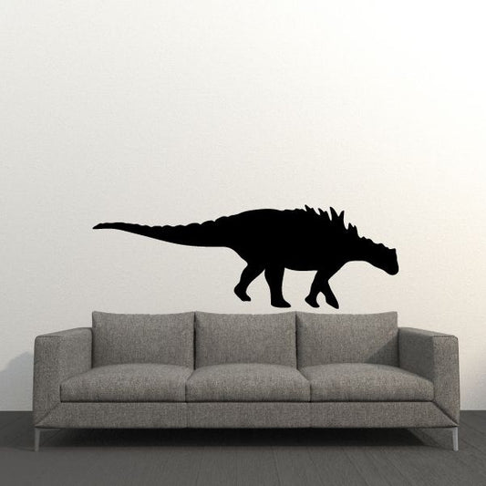 Sauropelta dinosaur wall decal, black silhouette in side profile